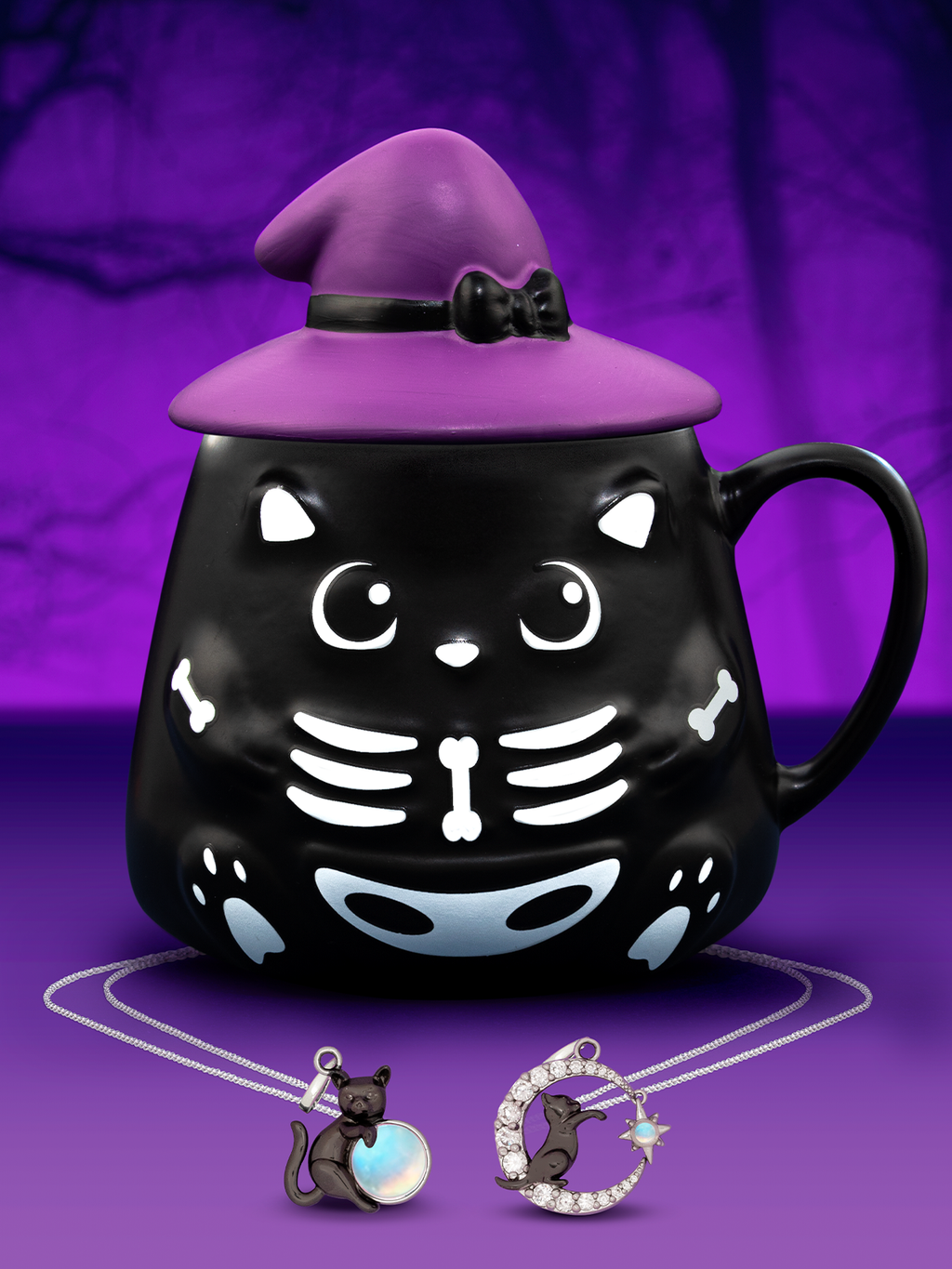 Black Cat Witch Candle - Black cat Necklace Collection