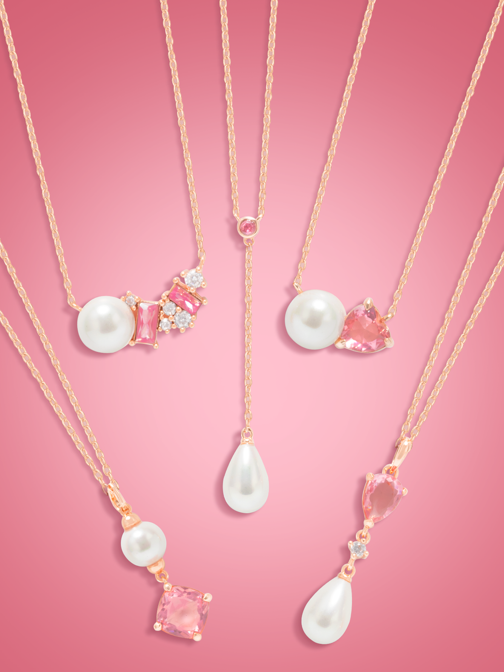 Pink Sugar Kiss Candle - Pearl and Pink Stone Necklace Collection