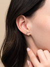 Crescent Moon Two Tone Stud Earrings