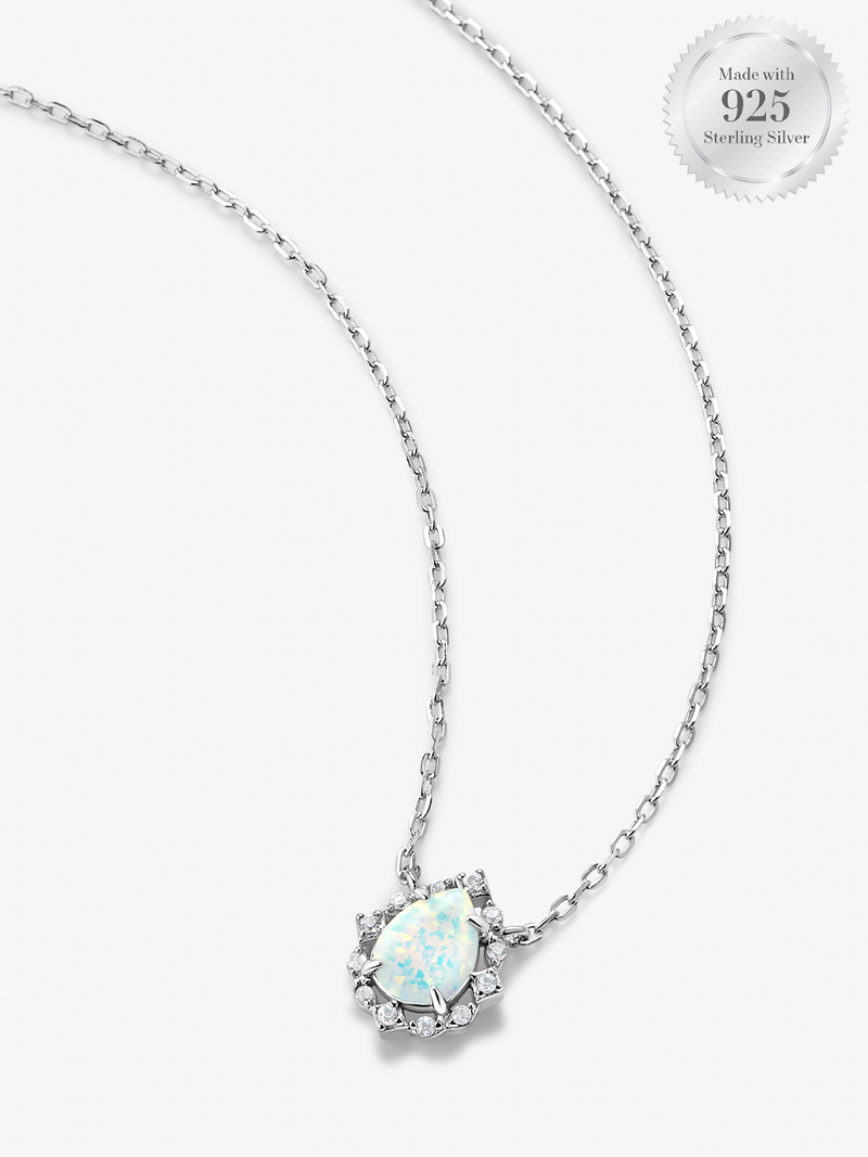 Pear Opal Halo Necklace