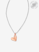 Dainty Folded Heart Two Tone Necklace