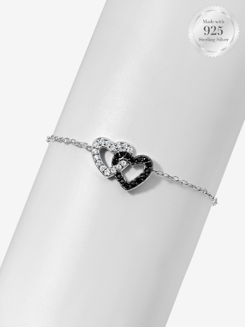 Interlocking Black & White Pavé Heart Bracelet